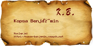 Kopsa Benjámin névjegykártya