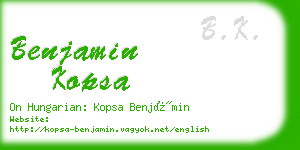 benjamin kopsa business card